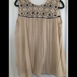 Cream beaded tank top